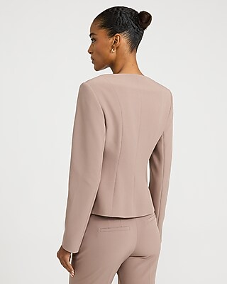 Notch Neck Novelty Button Blazer Studio Stretch Twill