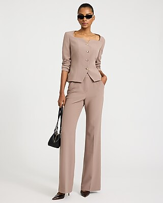 Notch Neck Novelty Button Blazer Studio Stretch Twill