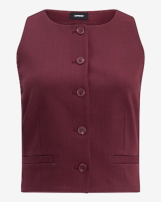 Twill Crew Neck Blazer Vest
