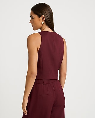 Twill Crew Neck Blazer Vest