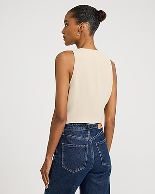 Crew Neck Blazer Vest Signature Crepe