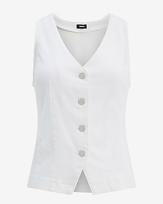 Denim V-Neck Cutaway Blazer Vest