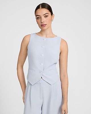 Signature Crepe Boat Neck Cutaway Blazer Vest