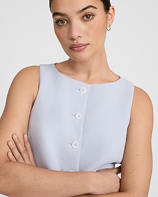 Signature Crepe Boat Neck Cutaway Blazer Vest