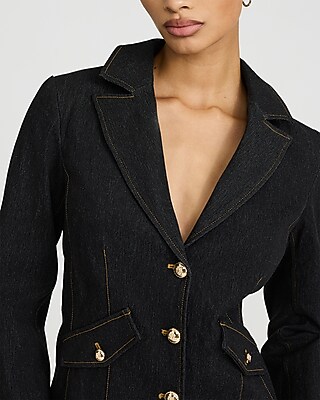 Denim Novelty Button Blazer - image 2