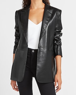 leather long blazer