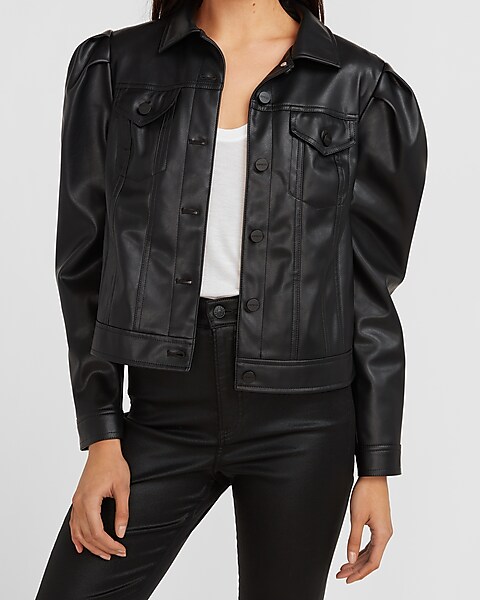 新品本物 Puff Sleeve Jacket Leather - レザージャケット