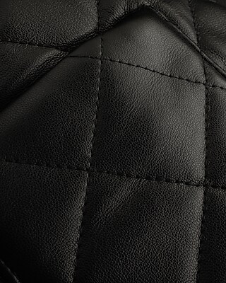 Faux Leather Quilted Novelty Button Jacket