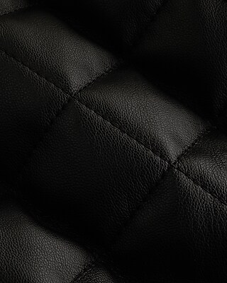 Faux Leather Quilted Novelty Button Jacket