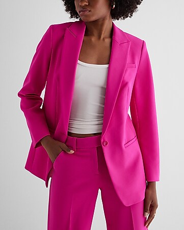 Cheap Women Office White Pink Suit Two-Piece Pantsuit Elegant