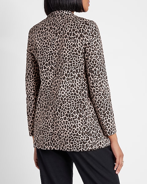 Leopard Print Linen-blend Boyfriend Blazer | Express