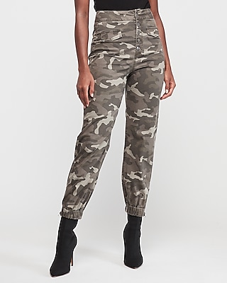 camo high waisted joggers