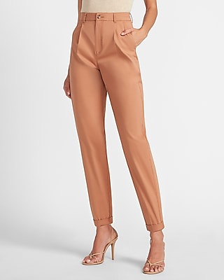 Super High Waisted Tapered Twill Ankle Pant | Express