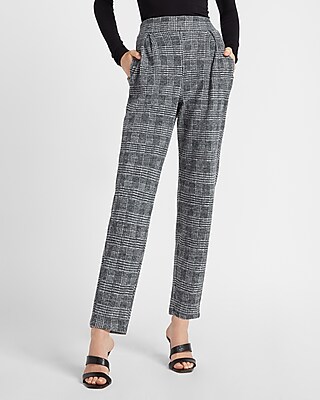 plaid high rise tapered pants
