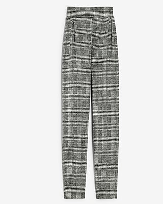 plaid print tapered pants