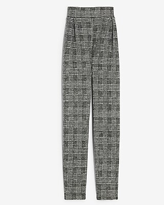 plaid print tapered pants