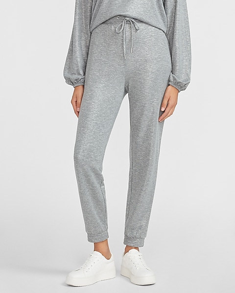 High Waisted Metallic Joggers | Express High Waisted Metallic Joggers | Express