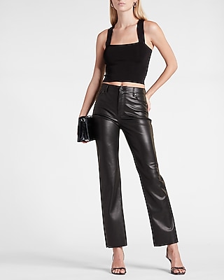 Faux Leather Modern Straight Pant | Express
