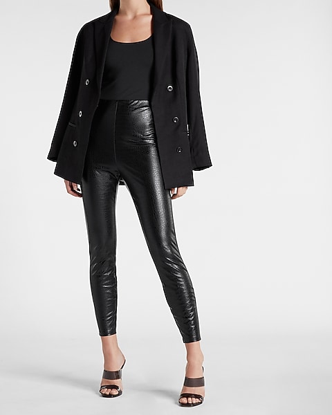 Super High Waisted Croc Faux Leather Leggings
