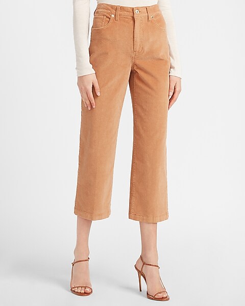 Super High Waisted Corduroy Cropped Wide Leg Pant | Express