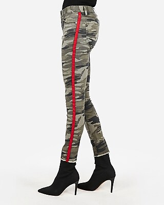 camo joggers with red stripe