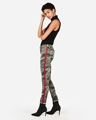 mens camo pants with red stripe