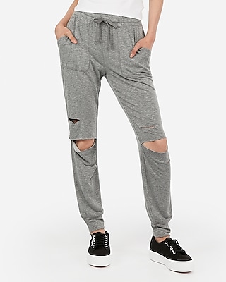ripped jean joggers womens