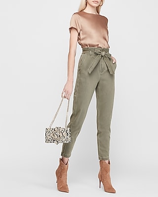 high waisted paper bag trousers