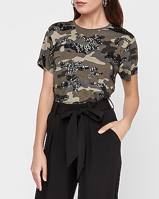 sequin camo top