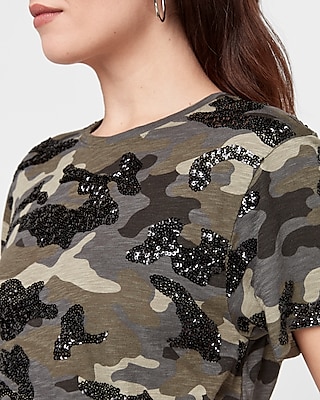 sequin camo top