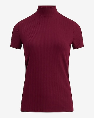 Ribbed Mock Neck Short Sleeve Tee