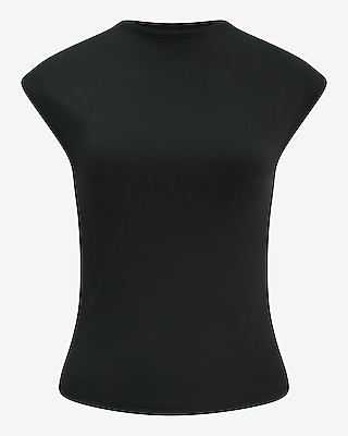 Body Contour Mock Neck Cap Sleeve Tee - thumbnail 8