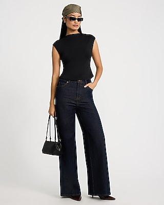 Body Contour Mock Neck Cap Sleeve Tee - thumbnail 7