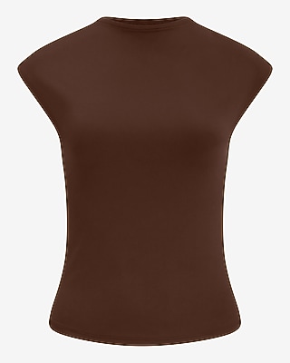 Body Contour Mock Neck Cap Sleeve Tee - thumbnail 4