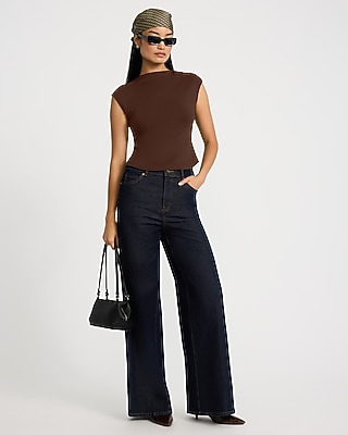 Body Contour Mock Neck Cap Sleeve Tee - thumbnail 3