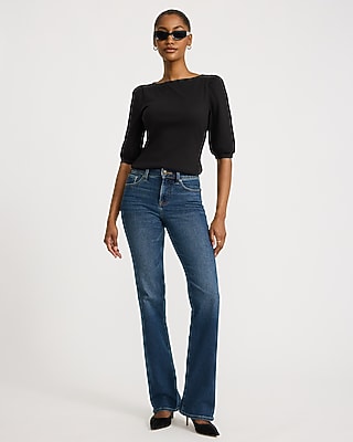 Ribbed Boat Neck Puff Sleeve Tee - thumbnail 7