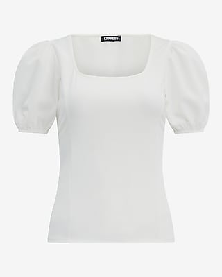Crepe Scoop Neck Puff Sleeve Tee - image 4