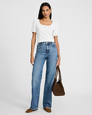 Crepe Scoop Neck Puff Sleeve Tee - image 3