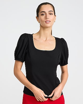 Crepe Scoop Neck Puff Sleeve Tee - image 5