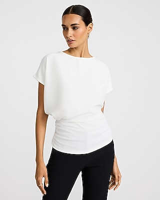 Crepe Crew Neck Short Sleeve Banded Bottom Tee - image 5