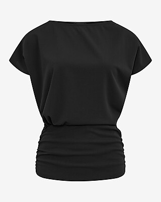 Crepe Crew Neck Short Sleeve Banded Bottom Tee - image 4