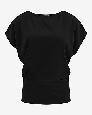 Crepe Crew Neck Side Ruched Banded Hem Tee - image 4