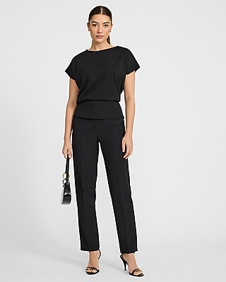 Crepe Crew Neck Side Ruched Banded Hem Tee - image 3