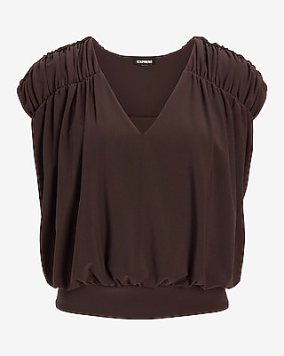 SS POL MATTE DRAPEY TOP BND BTM:PITCH BLACK:XS