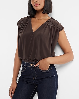 SS POL MATTE DRAPEY TOP BND BTM:PITCH BLACK:XS