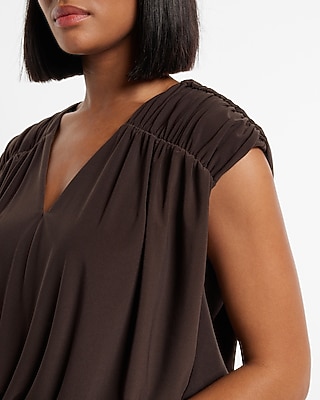 SS POL MATTE DRAPEY TOP BND BTM:PITCH BLACK:XS