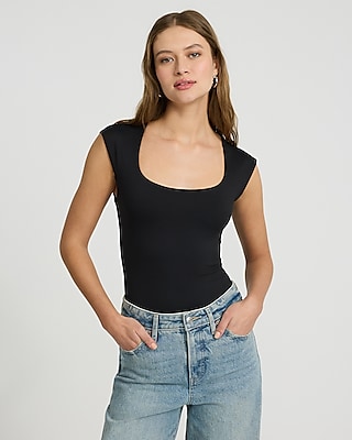 EXPRESS Body Contour High Compression Scoop Neck Bodysuit Black Size M -  $25 (47% Off Retail) - From Arielle