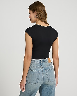 Body Contour High Compression Scoop Neck Cap Sleeve Bodysuit
