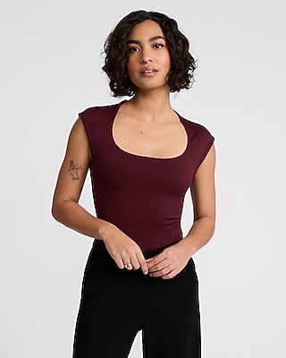 Body Contour High Compression Scoop Neck Cap Sleeve Bodysuit