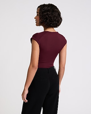 Body Contour High Compression Scoop Neck Cap Sleeve Bodysuit